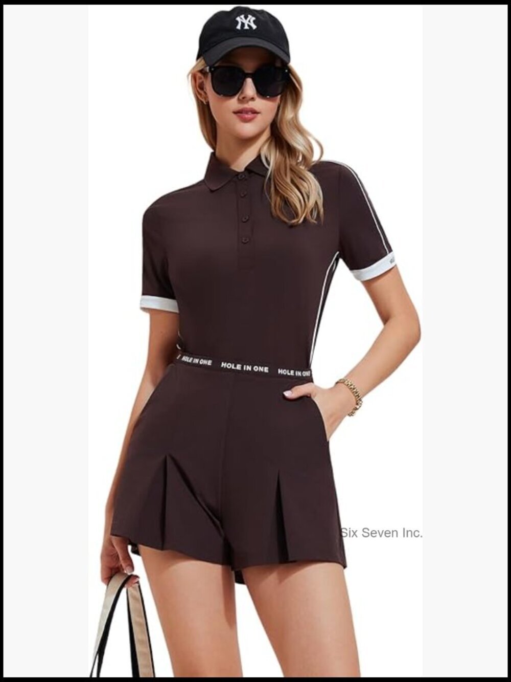 Women's 2 Piece Golf Tennis Skirt Set, Pleated Polo Shorts Set Activewear